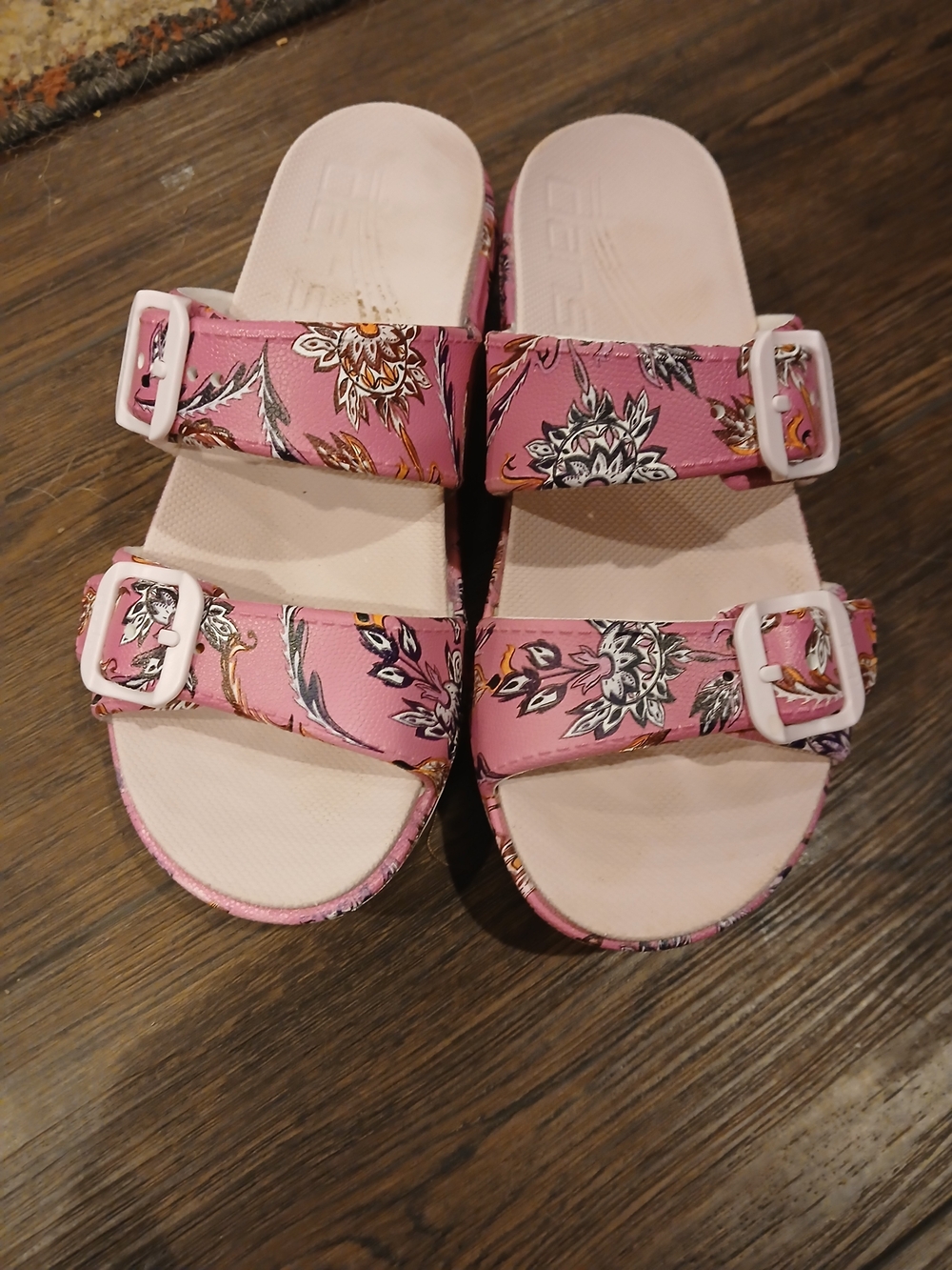 Dansko Pink Floral Double-Buckle Slide Sandals